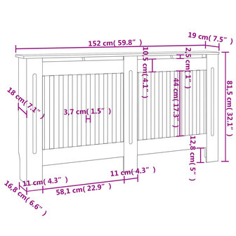 Radiatorombouw 2 st 152 cm MDF wit 4