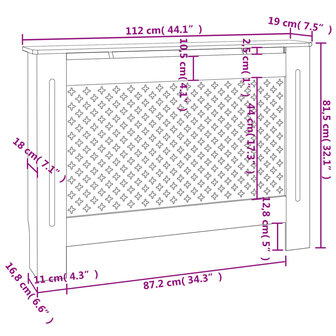 Radiatorombouw 112x19x81,5 cm MDF wit 7