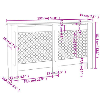 Radiatorombouw 152x19x81,5 cm MDF wit 7