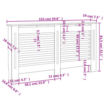Radiatorombouw 152x19x81,5 cm MDF zwart 8