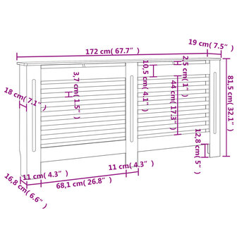 Radiatorombouw 172x19x81,5 cm MDF zwart 8