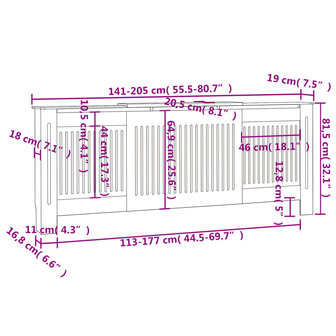 Radiatorombouw 205 cm MDF wit 8