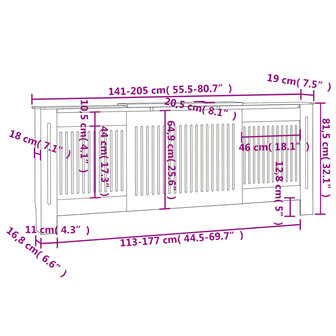 Radiatorombouw 205 cm MDF grijs 8