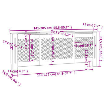 Radiatorombouw 205 cm MDF wit 8