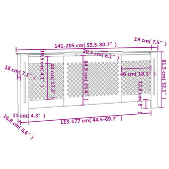 Radiatorombouw 205 cm MDF grijs 8