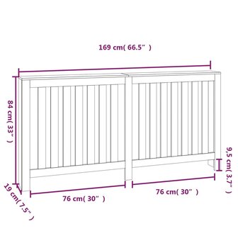 Radiatorombouw 169x19x84 cm massief grenenhout grijs 8
