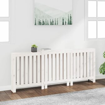 Radiatorombouw 210x21x85 cm massief grenenhout wit 1