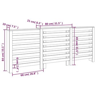 Radiatorombouw 210x21x85 cm massief grenenhout 10