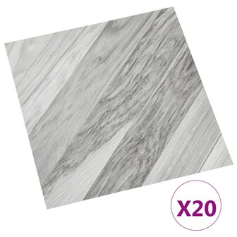 Vloerplanken 20 st zelfklevend 1,86 m&sup2; PVC gestreept grijs 2