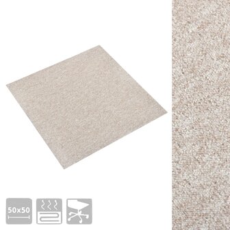 Tapijttegels 20 st 5 m&sup2; 50x50 cm lichtbeige 3