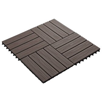 Terrastegels diep reli&euml;f 30x30 cm 1 m&sup2; HKC donkerbruin 11 st 2