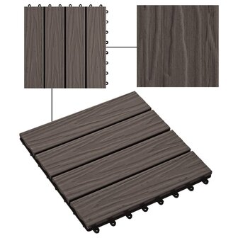 Terrastegels diep reli&euml;f 30x30 cm 1 m&sup2; HKC donkerbruin 11 st 4