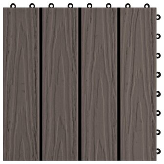 Terrastegels diep reli&euml;f 30x30 cm 1 m&sup2; HKC donkerbruin 11 st 5