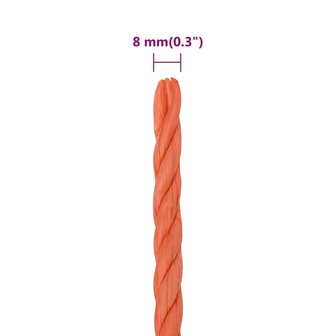 Werktouw 8 mm 100 m polypropeen oranje 6