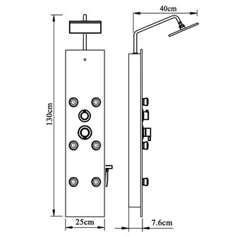 Douchepaneel 25x47,5x130 cm glas wit 10