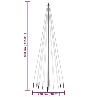 Kerstboom met grondpin 1134 LED&amp;apos;s blauw 800 cm 10