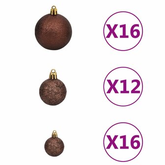100-delige Kerstballenset 3/4/6 cm bruin/bronskleur/goudkleurig 2