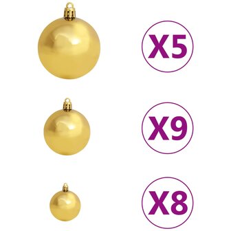 61-delige Kerstballenset met piek en 150 LED&amp;apos;s goud en brons 8