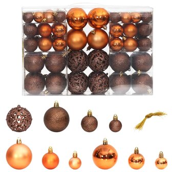Kerstballen 100 st 3/4/6 cm bruin 1
