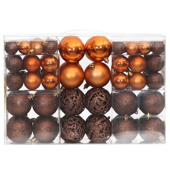 Kerstballen 100 st 3/4/6 cm bruin 2
