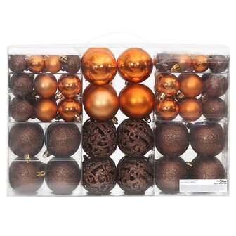 Kerstballen 100 st 3/4/6 cm bruin 3