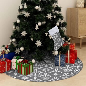 Kerstboomrok luxe met sok 90 cm stof grijs 1