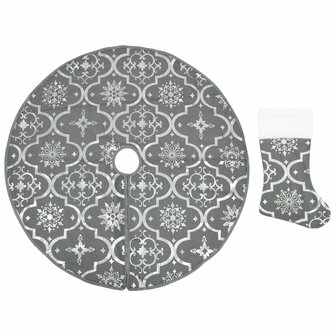 Kerstboomrok luxe met sok 90 cm stof grijs 2