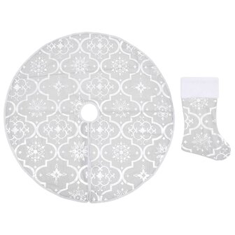 Kerstboomrok luxe met sok 122 cm stof wit 2