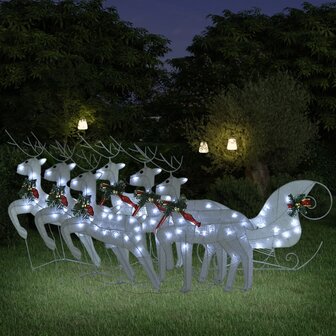 Buitenkerstversiering rendieren en slee 140 LED&amp;apos;s wit 1