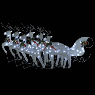 Buitenkerstversiering rendieren en slee 140 LED&amp;apos;s wit 2