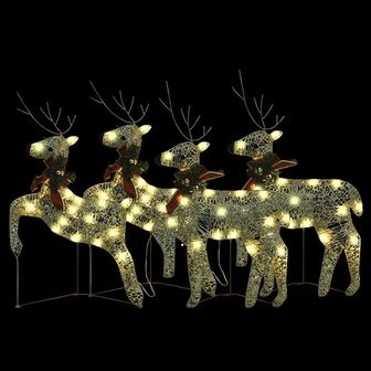 Kerstrendieren 4 st 80 LED&amp;apos;s goudkleurig 3