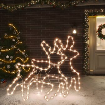 Kerstfiguur rendier met LED&amp;apos;s 2 st 57x55x4,5 cm warmwit 1