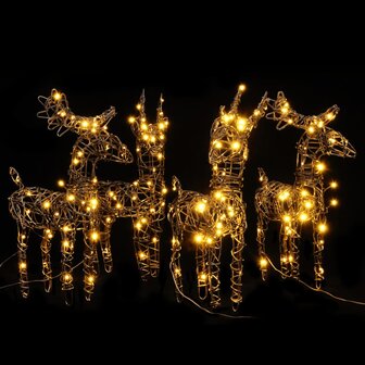 Kerstversiering rendierfamilie 4 st 160 LED&amp;apos;s rattan warmwit 2