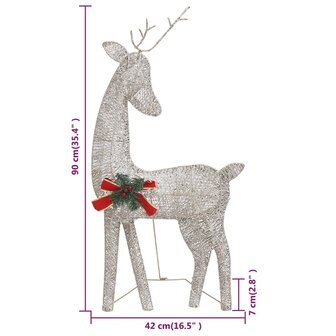 Rendierfamilie Kerstmis warmwit 270x7x90 cm mesh goudkleurig 11