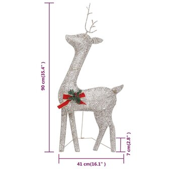 Rendierfamilie Kerstmis warmwit 270x7x90 cm mesh goudkleurig 12