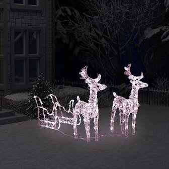 Kerstversiering rendieren en slee 160 LED&amp;apos;s 130 cm acryl 1