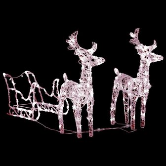 Kerstversiering rendieren en slee 160 LED&amp;apos;s 130 cm acryl 2