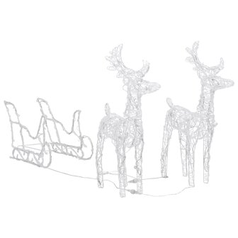 Kerstversiering rendieren en slee 160 LED&amp;apos;s 130 cm acryl 3