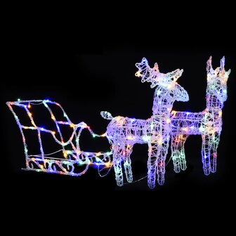 Kerstversiering rendieren en slee 160 LED&amp;apos;s 130 cm acryl 1