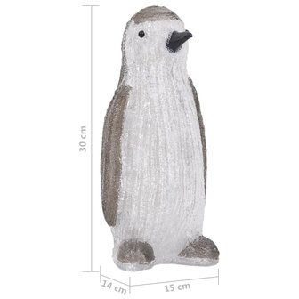 Kerstfiguur pingu&iuml;n LED binnen en buiten 30 cm acryl 9
