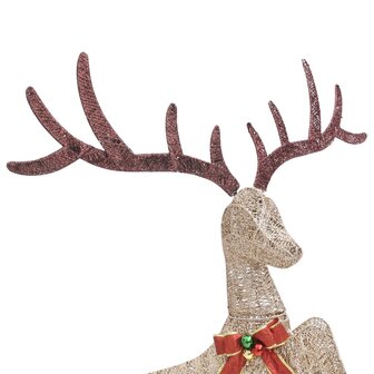 Kerstversiering vliegend rendier warmwit 120 LED&amp;apos;s goudkleurig 7