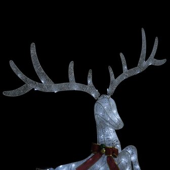 Kerstversiering vliegend rendier koudwit 120 LED&amp;apos;s wit 4