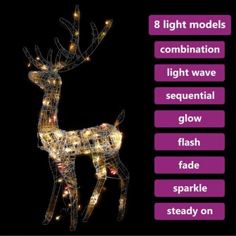 Kerstversiering rendier 140 LED&amp;apos;s 120 cm acryl meerkleurig 5