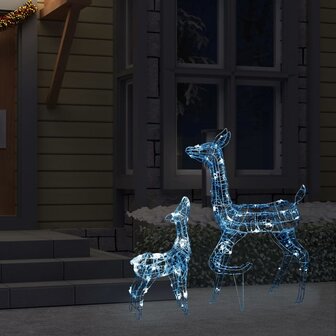 Kerstversiering rendierfamilie 160 LED&amp;apos;s koudwit acryl 3