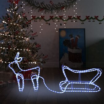 Kerstdecoratie rendier en slee 252 LED&amp;apos;s 1