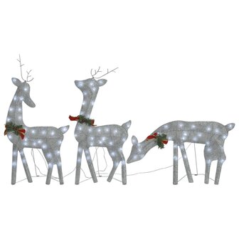 Kerstversiering rendierfamilie 270x7x90 cm gaas wit zilverkleur 2