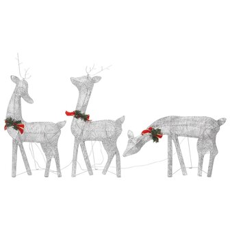 Kerstversiering rendierfamilie 270x7x90 cm gaas wit zilverkleur 3