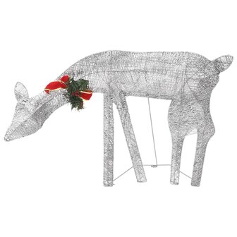Kerstversiering rendierfamilie 270x7x90 cm gaas wit zilverkleur 6