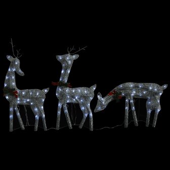 Kerstversiering rendierfamilie 270x7x90 cm gaas wit zilverkleur 8
