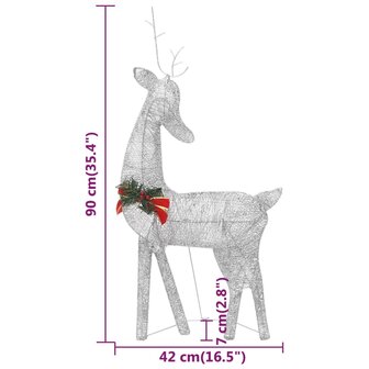 Kerstversiering rendierfamilie 270x7x90 cm gaas wit zilverkleur 11